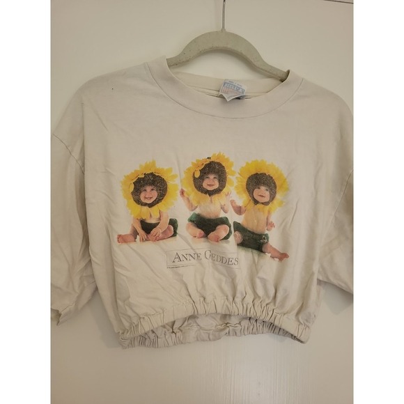 Anne Geddes Tops - Vintage Anne Geddes Sunflower Baby Graphic T-Shirt Hanes Beefy-T Cropped Large
